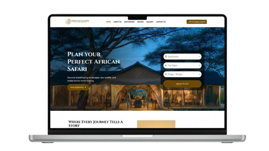 Lewenei Tours and Safaris website by Hadel Pixels